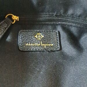 Nanette Lepore Black Bag with Textured Label and Gold Hardware